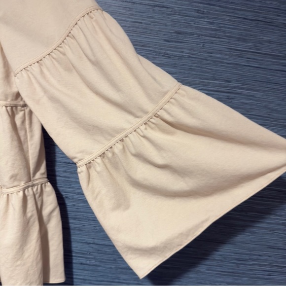 Rebecca Taylor Pique Top Small Cream Boho Chic Casual Preppy Whimsical Bell - Picture 7 of 9